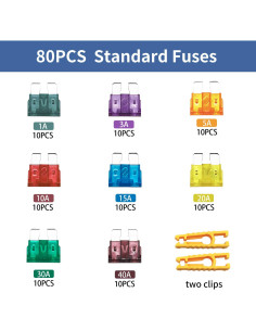 Kit de 80 Fusibles Estándar ZIPCCI para Automóviles 1A-40A 2