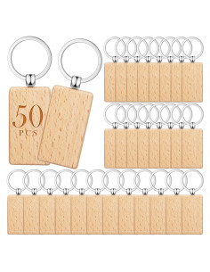Llaveros de Madera en Blanco Yinkin 50 Pcs para DIY Grabado