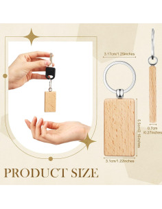 Llaveros de Madera en Blanco Yinkin 50 Pcs para DIY Grabado 2