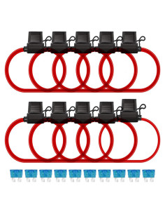 Soporte de Fusible Inline MuHize 12V con Fusibles 15A - Paquete de 10