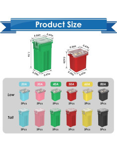 Kit de Fusibles Jcase 36 Piezas Eoppen para Automóviles 20A-80A 2