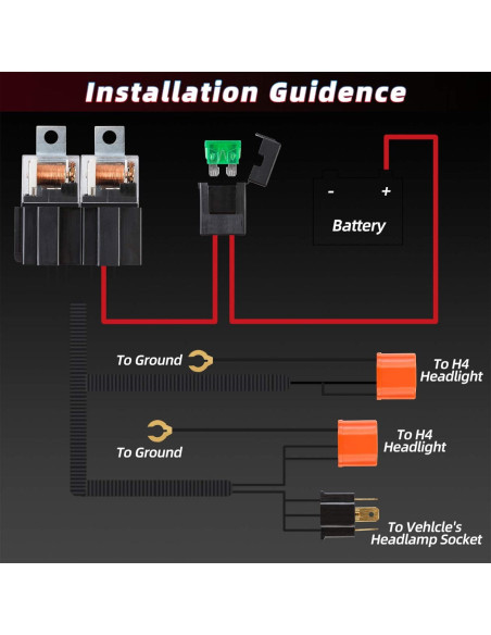 Arnés de Relé H4 RENMAII-LIGHT para Faros LED Toyota Tacoma