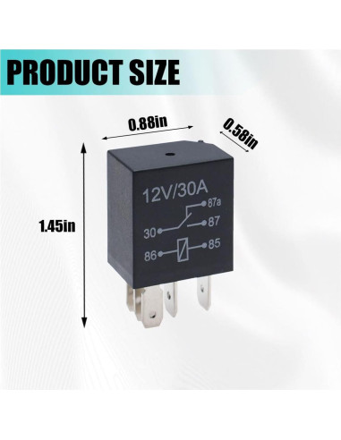 Kit de 4 Relés Automotrices 12V 30A JOYCOURT 5 Pines