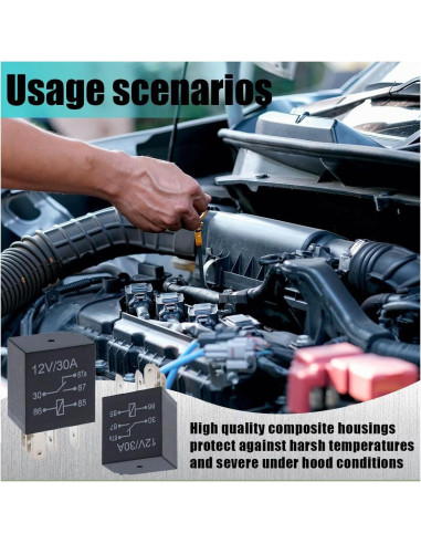 Kit de 4 Relés Automotrices 12V 30A JOYCOURT 5 Pines