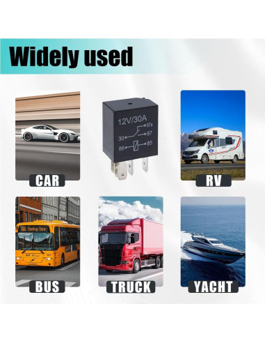 Kit de 4 Relés Automotrices 12V 30A JOYCOURT 5 Pines