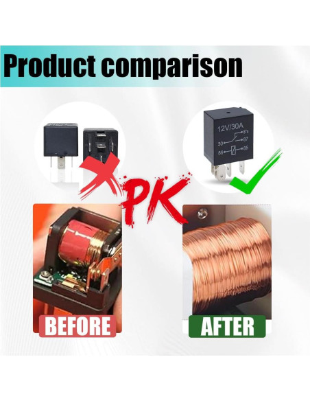 Kit de 4 Relés Automotrices 12V 30A JOYCOURT 5 Pines