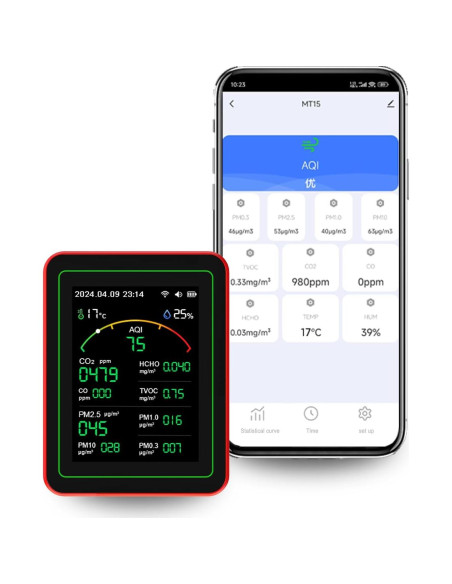 Monitor de Calidad del Aire 3R VALVE 15-en-1 con APP y Batería