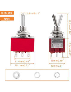 Interruptor de Palanca Miniatura Juasky MTS-302 9 Pines 2 Posiciones 2