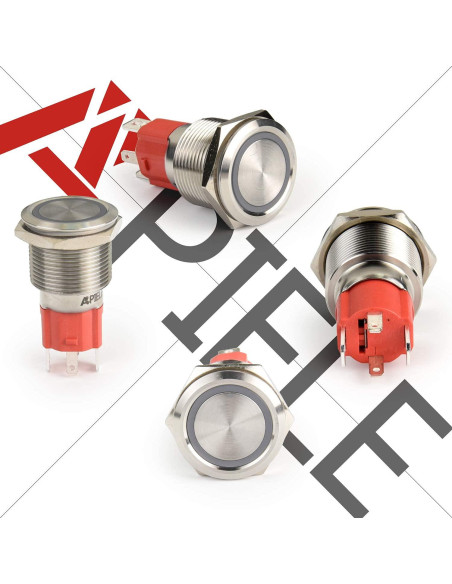 Interruptor de Botón de Presión APIELE 10A 19mm LED IP65