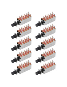 Interruptor de Botón de Presión uxcell 4PDT 12 Pines Negro 10pcs