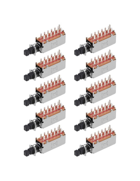 Interruptor de Botón de Presión uxcell 4PDT 12 Pines Negro 10pcs