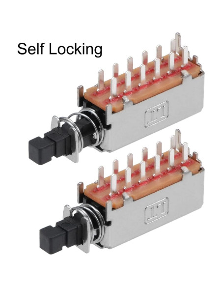 Interruptor de Botón de Presión uxcell 4PDT 12 Pines Negro 10pcs