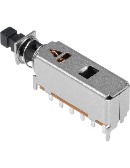 Interruptor de Botón de Presión uxcell 4PDT 12 Pines Negro 10pcs