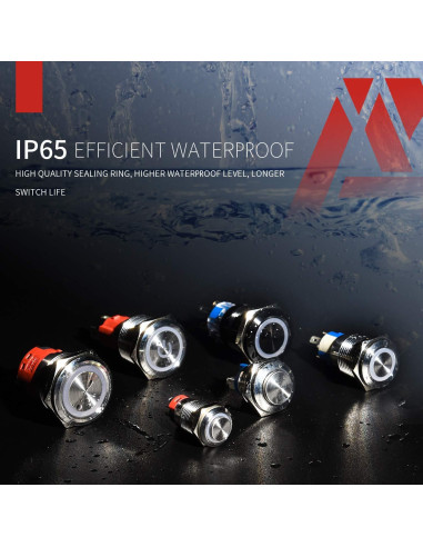 Interruptor de Botón de Presión APIELE 10A 19mm LED IP65