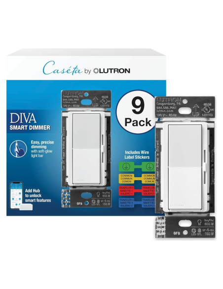 Interruptor Regulador Inteligente Lutron Diva Blanco Paquete 9