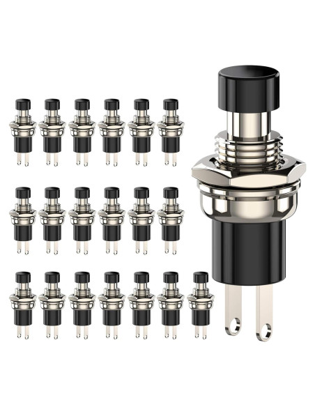 Interruptor de botón momentáneo DIYhz 1A 250V 20pcs negro
