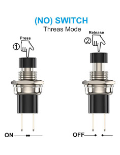 Interruptor de botón momentáneo DIYhz 1A 250V 20pcs negro 2