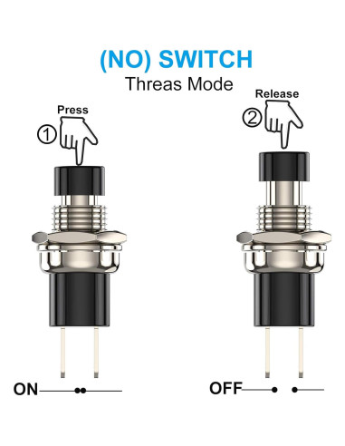 Interruptor de botón momentáneo DIYhz 1A 250V 20pcs negro