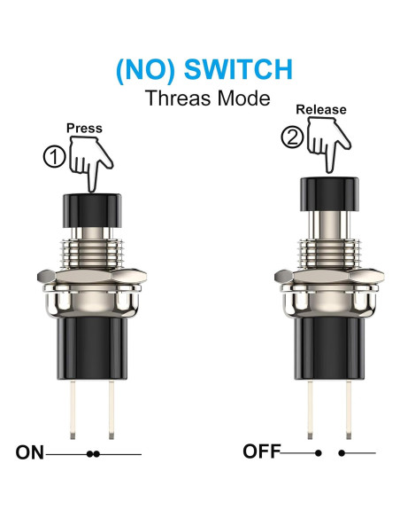 Interruptor de botón momentáneo DIYhz 1A 250V 20pcs negro