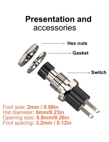 Interruptor de botón momentáneo DIYhz 1A 250V 20pcs negro