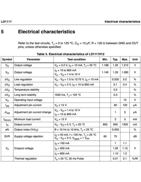 Regulador de Voltaje Lineal STMicroelectronics LD1117V33 3.3V