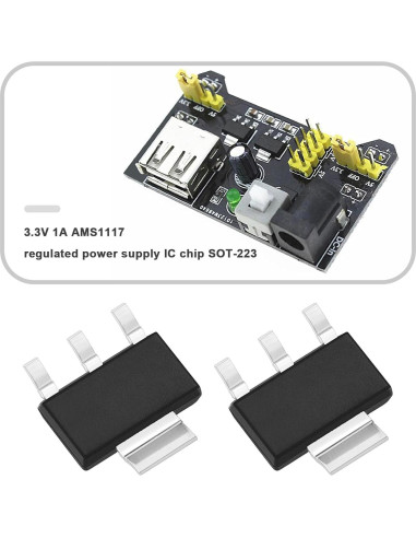 50 Reguladores de Voltaje AMS-1117 3.3V 1A SOT-223
