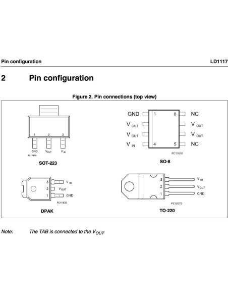 Regulador de Voltaje Lineal STMicroelectronics LD1117V33 3.3V