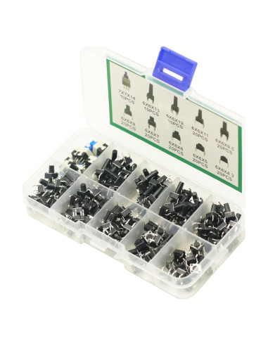 Kit de 180 Interruptores Táctiles 4Pin 6x6mm GODIYMODULES