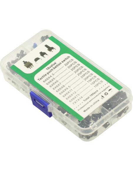 Kit de 180 Interruptores Táctiles 4Pin 6x6mm GODIYMODULES