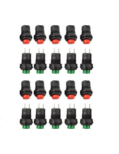 Interruptores de Botón de Presión Honbay 20 Pcs SPST 3A 2