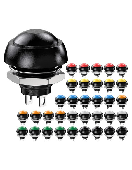 Interruptor de Botón Momentáneo Impermeable DIYhz 12mm 35 Pcs