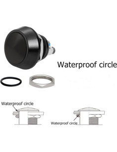Interruptor de Botón Momentáneo Quentacy 12mm Impermeable 2Pcs 2