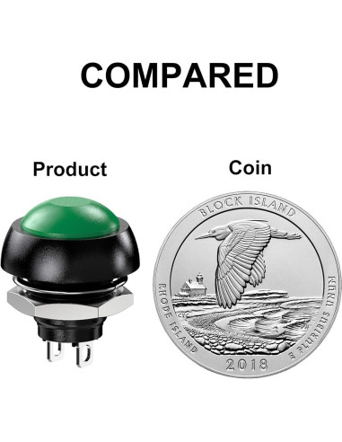 Interruptor de Botón Momentáneo Impermeable DIYhz 12mm 35 Pcs