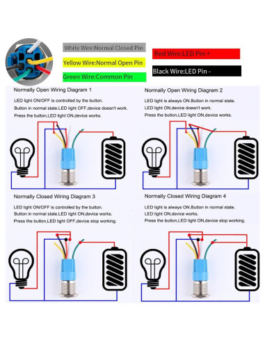 Interruptor Pulsador Acero Inoxidable 19mm LED Rojo Verde 12V-24V