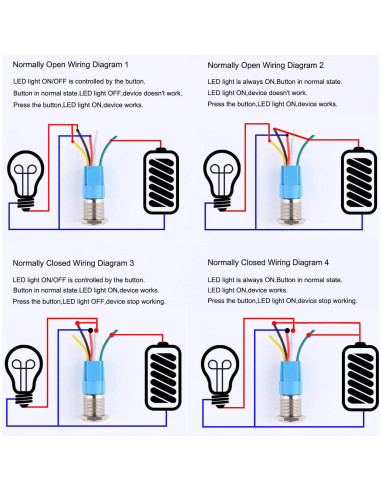 Interruptor de Botón de Presión Acero Inoxidable 16mm 12V-24V LED Rojo