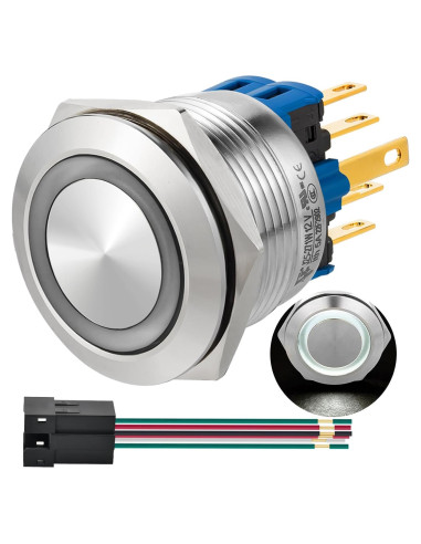 Interruptor Momentáneo 25mm Acero Inoxidable 304 LED 12V