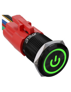 Interruptor de Botón de Presión APIELE 16mm 12V LED Verde/Negro