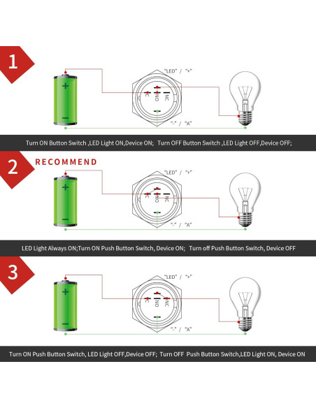 Interruptor de Botón de Presión APIELE 16mm 12V LED Verde/Negro