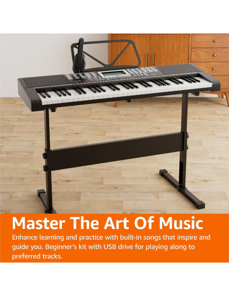 Piano Eléctrico Amazon Basics JK 80 con 61 Teclas y Altavoces