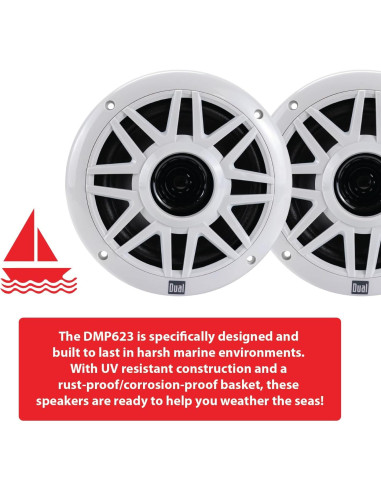 Altavoces Marinos Dual DMP623 6.5" 100W Resistentes al Clima