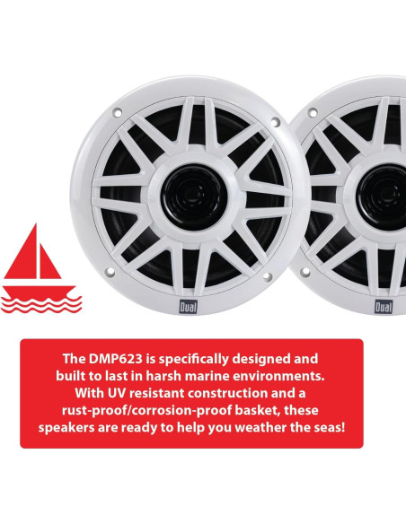 Altavoces Marinos Dual DMP623 6.5" 100W Resistentes al Clima