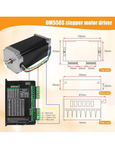 Kit Motor Paso a Paso Nema23 RATTMMOTOR 3 Ejes 2.98Nm USB Mach3