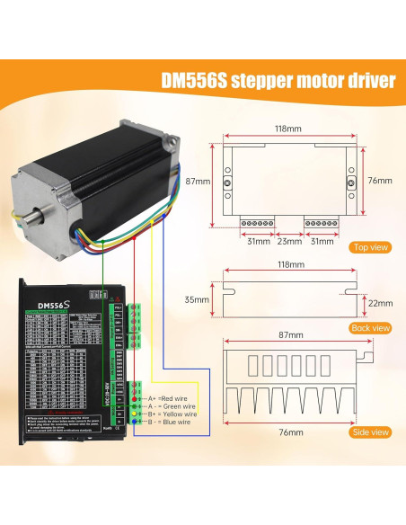 Kit Motor Paso a Paso Nema23 RATTMMOTOR 3 Ejes 2.98Nm USB Mach3