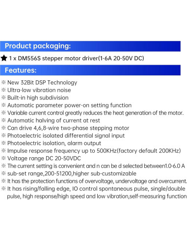 Controlador Digital de Motor Paso a Paso RATTMMOTOR DM556S 6A