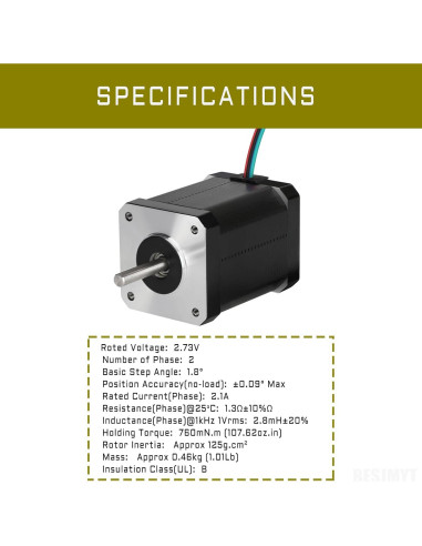 Motor Paso a Paso Nema 17 59mm 760mNm 2.1A para CNC 3D