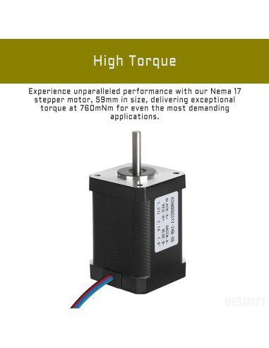 Motor Paso a Paso Nema 17 59mm 760mNm 2.1A para CNC 3D