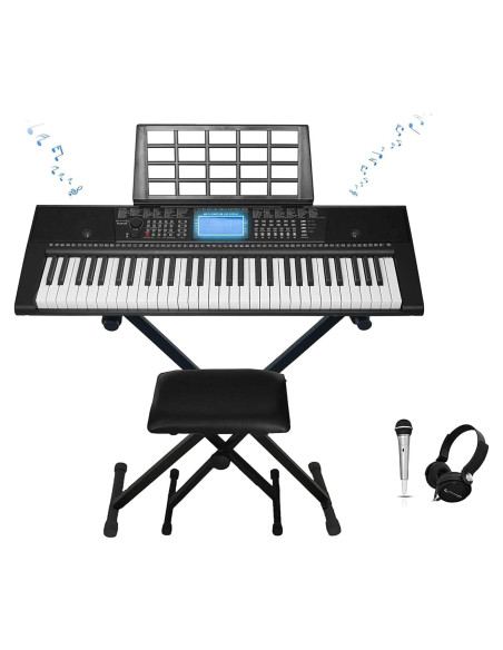 Teclado Eléctrico 61 Teclas Technical Pro PIA6100 con Asiento y Micrófono