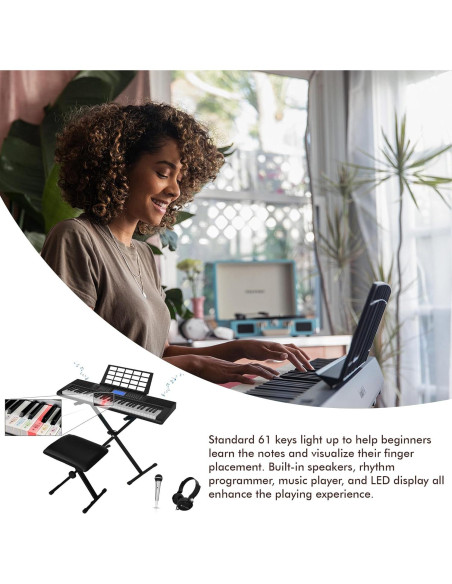 Teclado Eléctrico 61 Teclas Technical Pro PIA6100 con Asiento y Micrófono