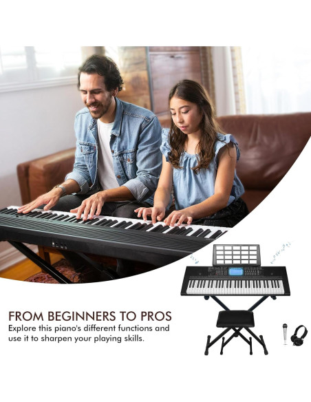 Teclado Eléctrico 61 Teclas Technical Pro PIA6100 con Asiento y Micrófono