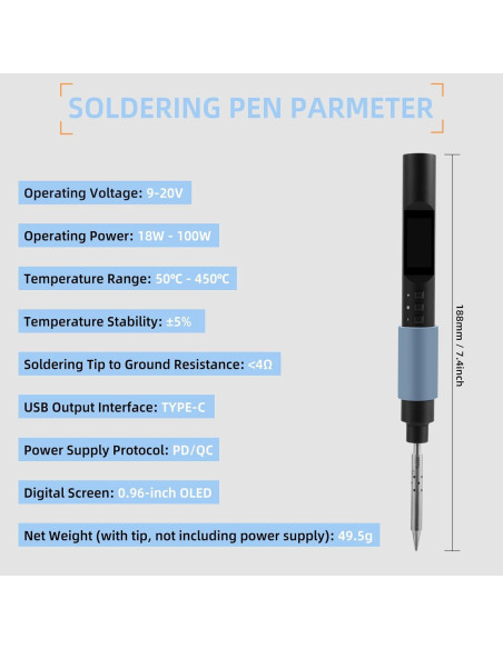 Kit de Soldador Eléctrico FEITA PTS200 100W con Pantalla OLED